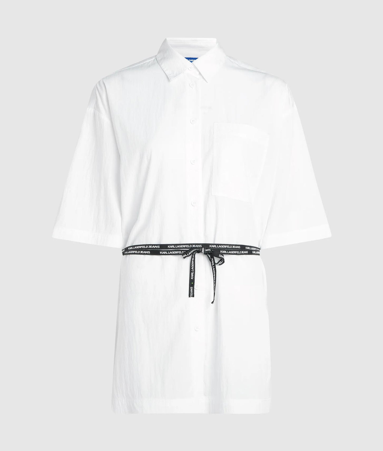 Karl Lagerfeld Short-Sleeved Tie Waist Shirt White