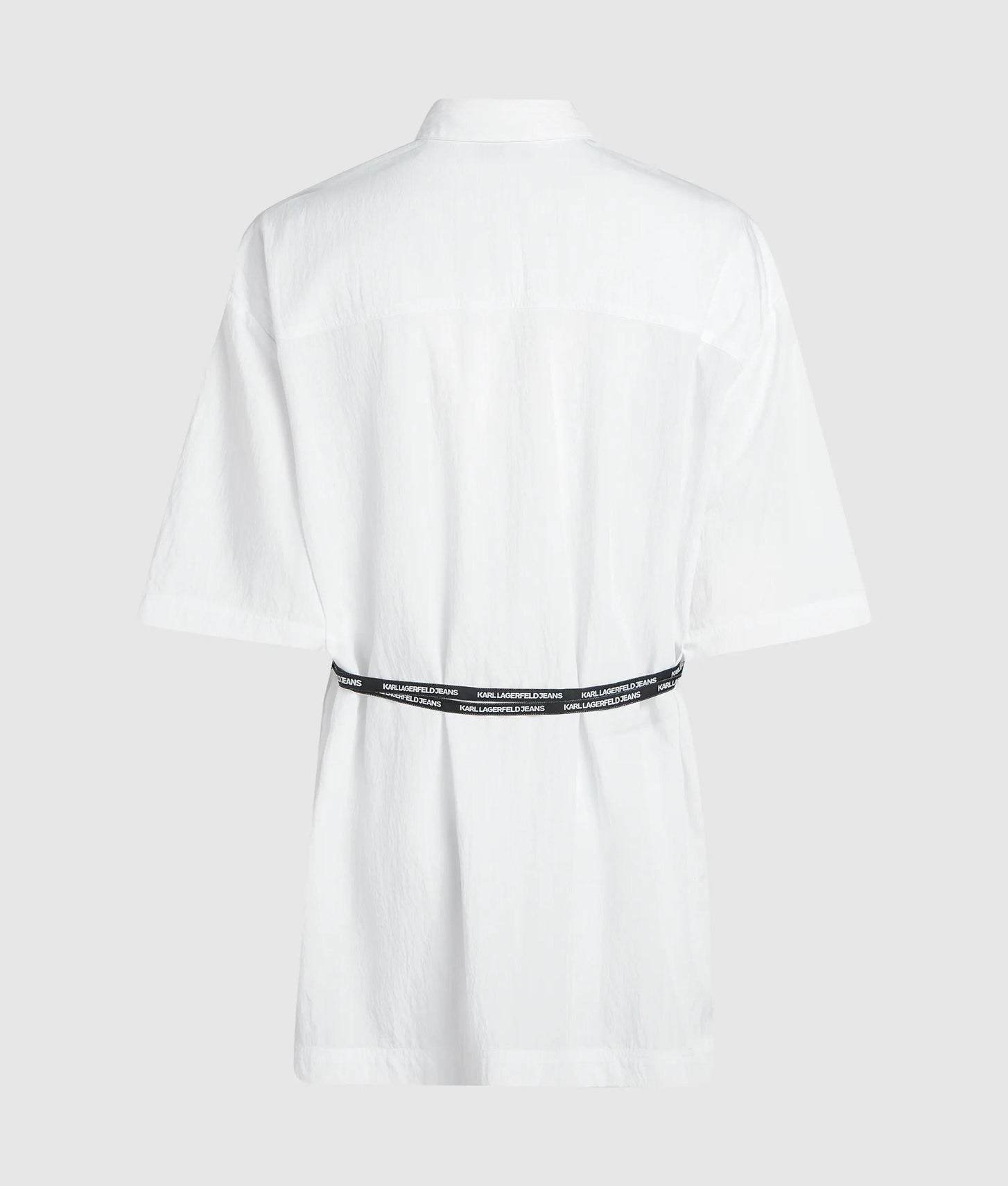 Karl Lagerfeld Short-Sleeved Tie Waist Shirt White
