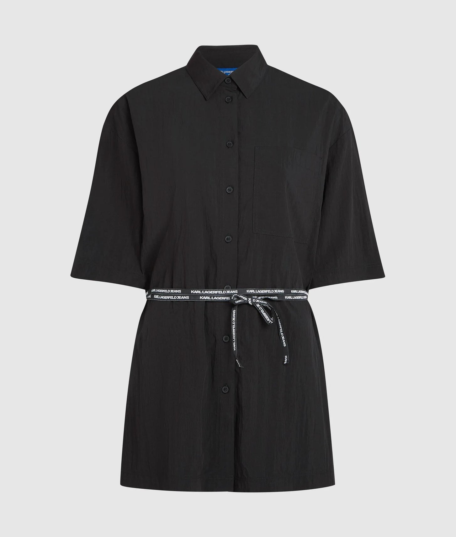 Karl Lagerfeld Short-Sleeved Tie Waist Shirt Black
