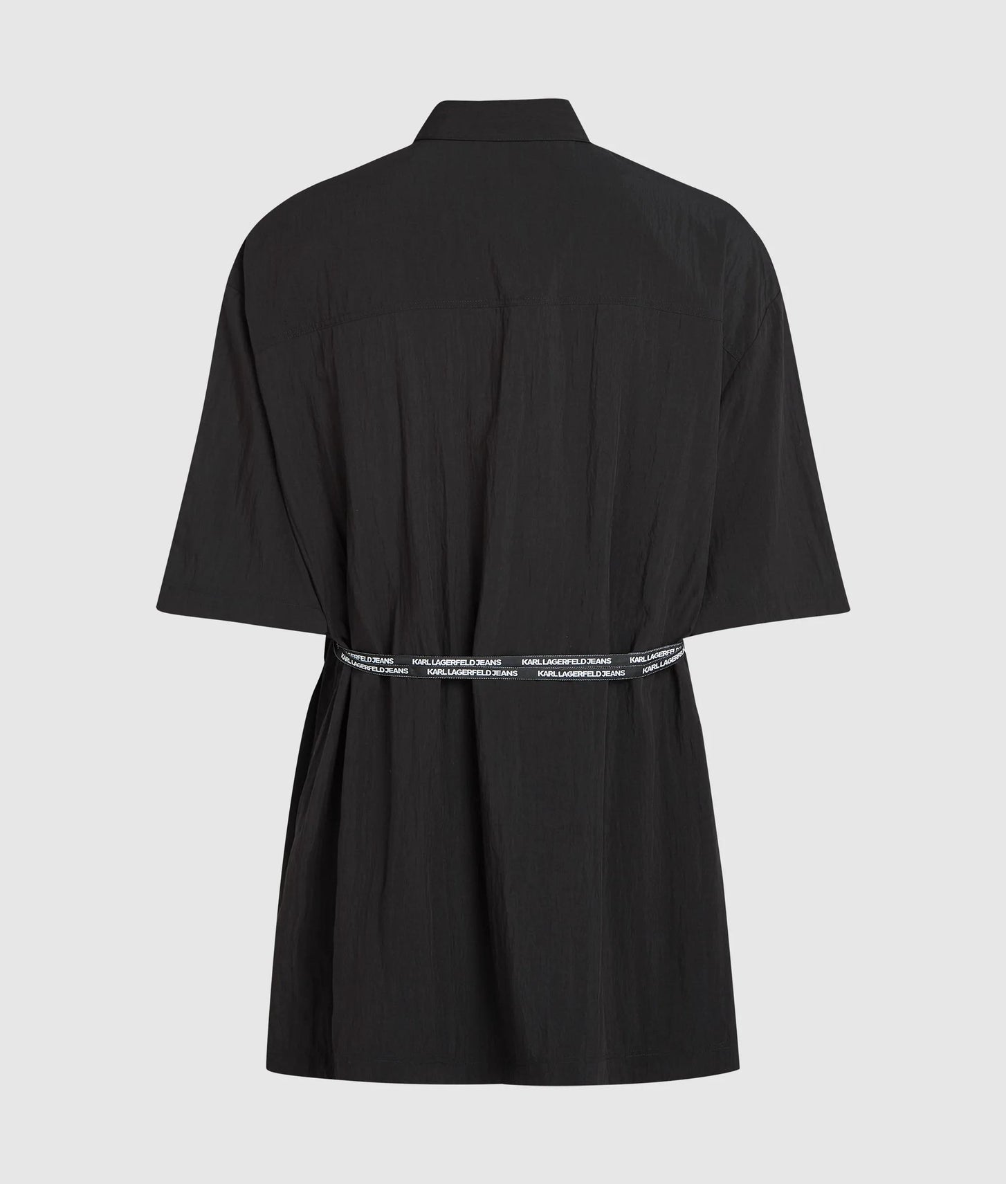 Karl Lagerfeld Short-Sleeved Tie Waist Shirt Black