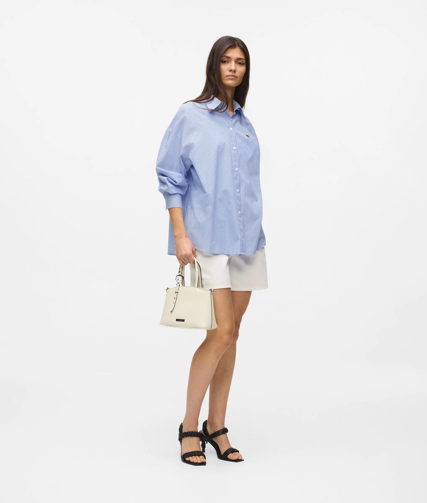 Karl Lagerfeld Ikon Striped Shirt White And Blue Stripes