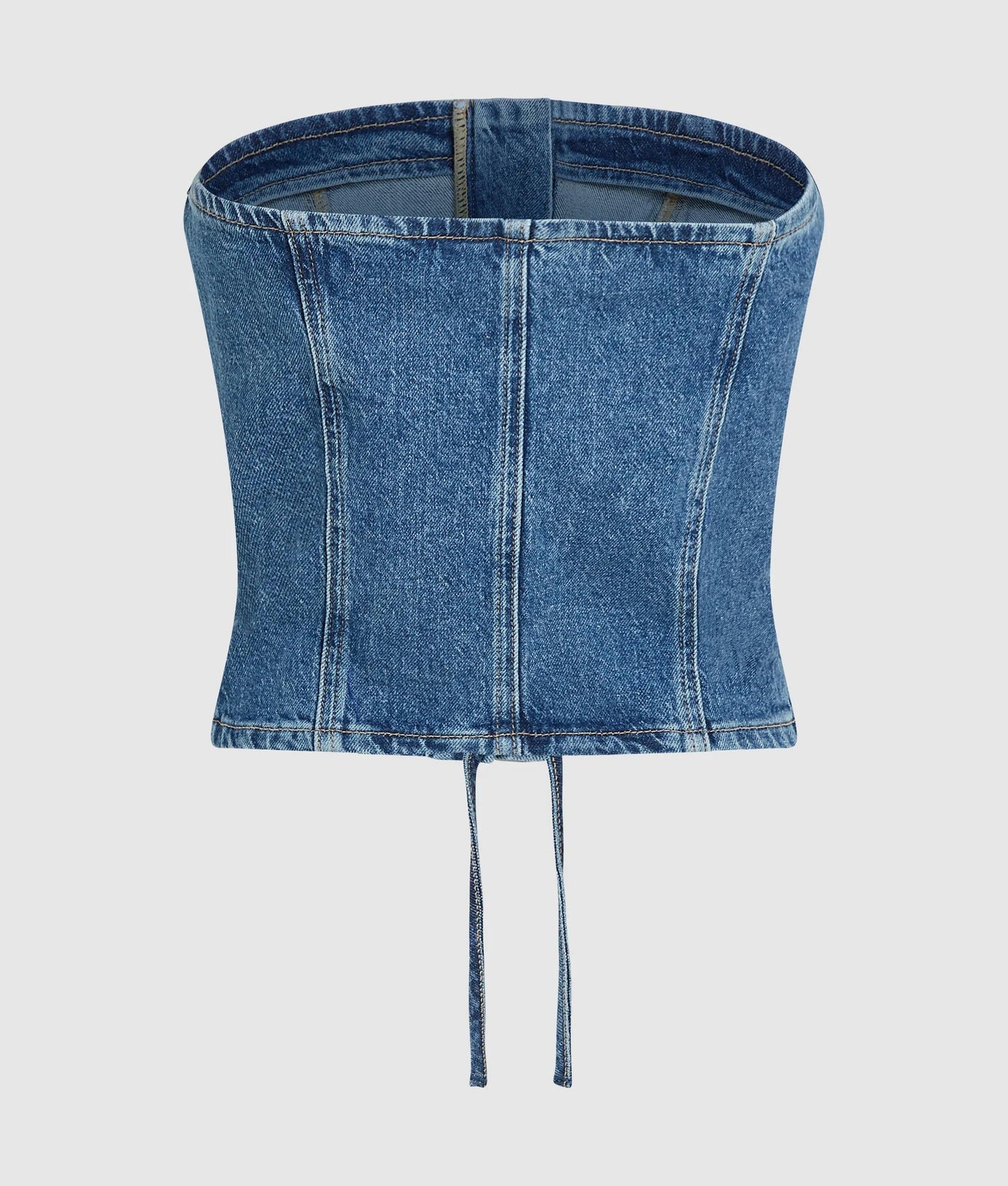Karl Lagerfeld Lace-Up Denim Bustier Stone Blue