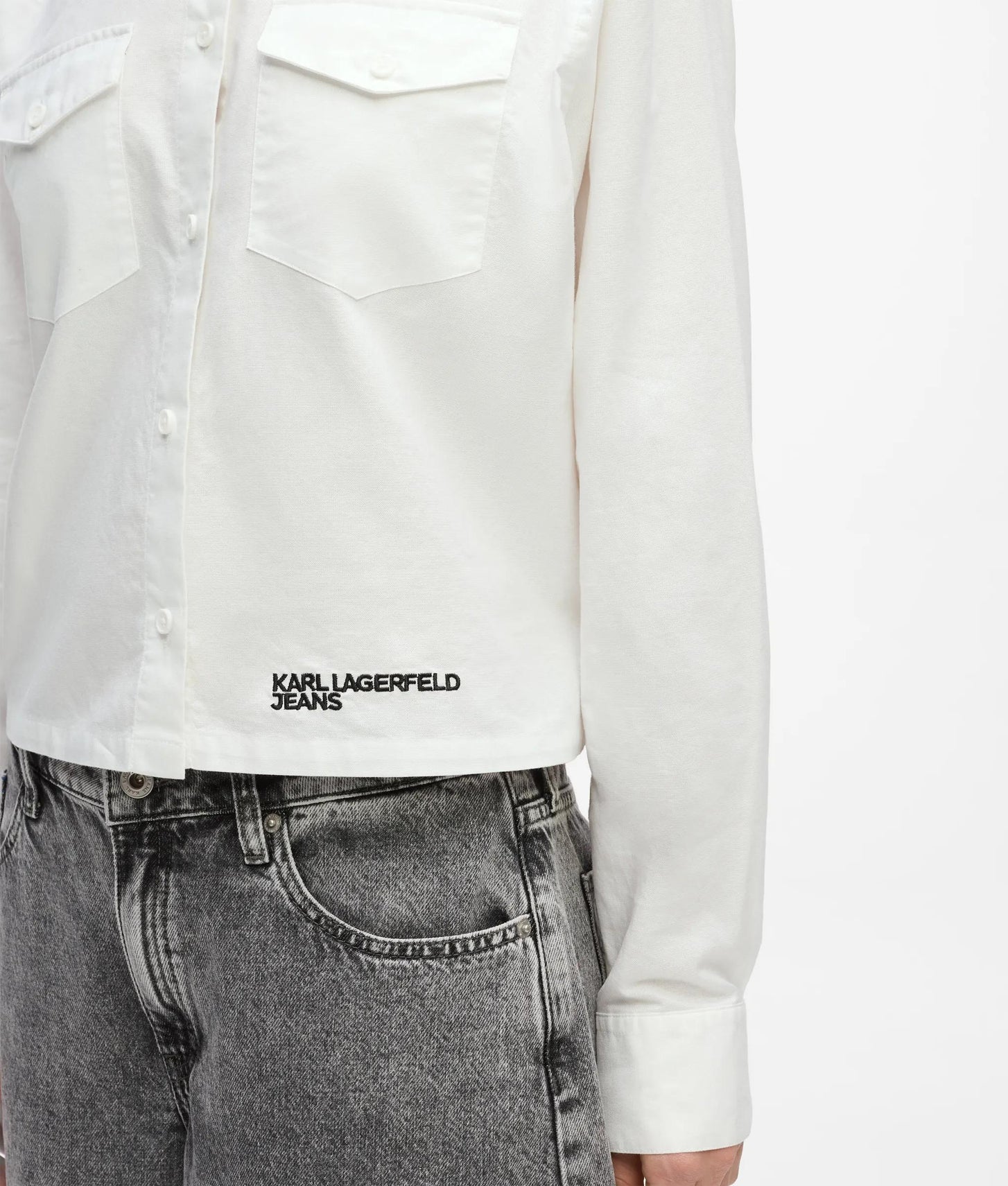 Karl Lagerfeld Logo Oxford Shirt White