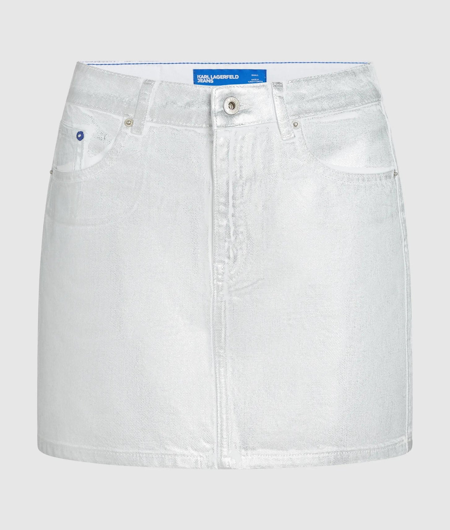 Karl Lagerfeld Metallic Silver Mini Skirt Silver