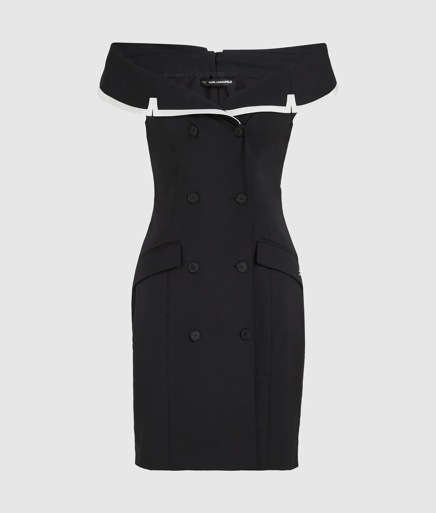 Karl Lagerfeld Off Shoulder Blazer Dress Black/White