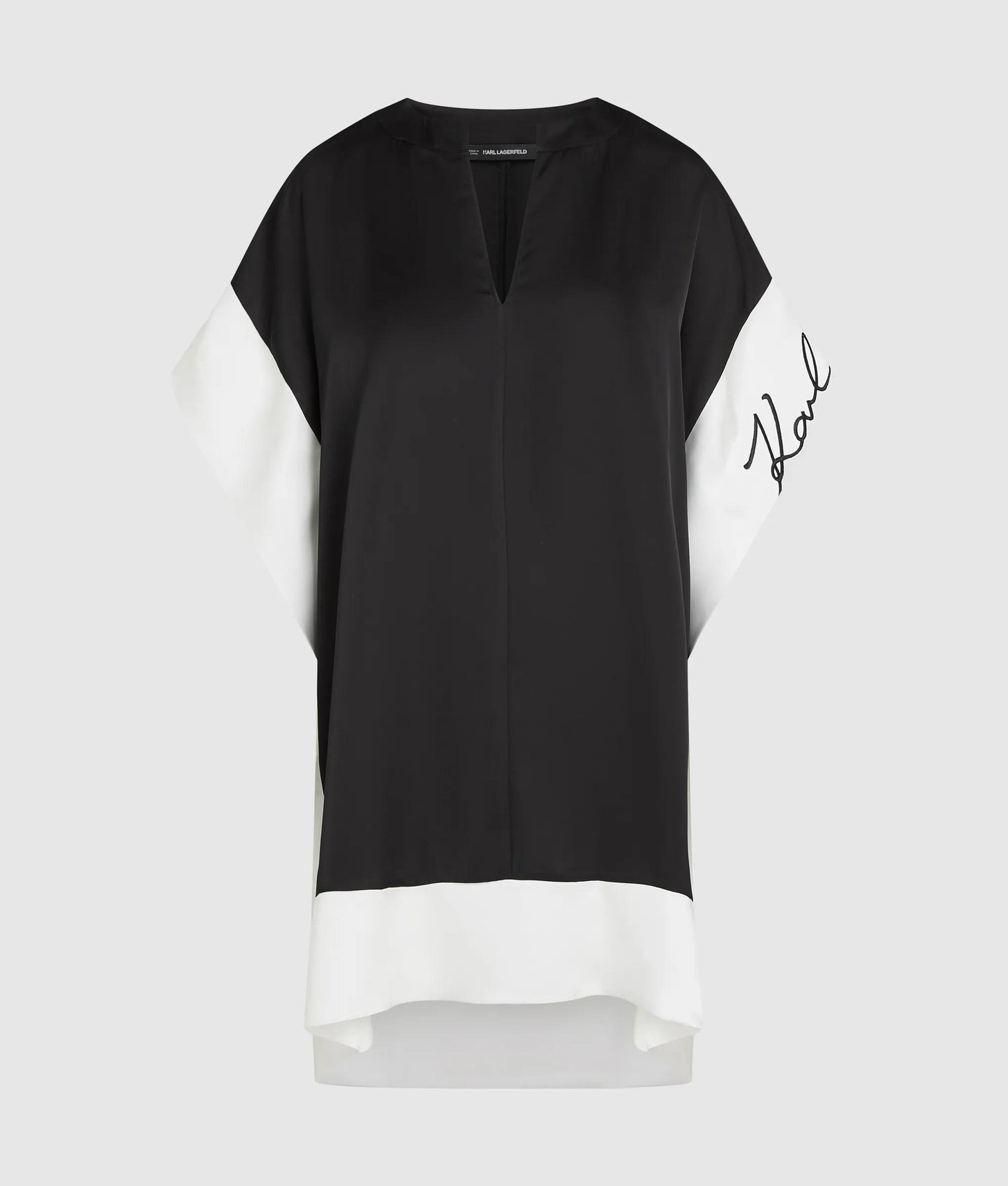 Karl Lagerfeld Signature Wide Sleeve Dress White/Black
