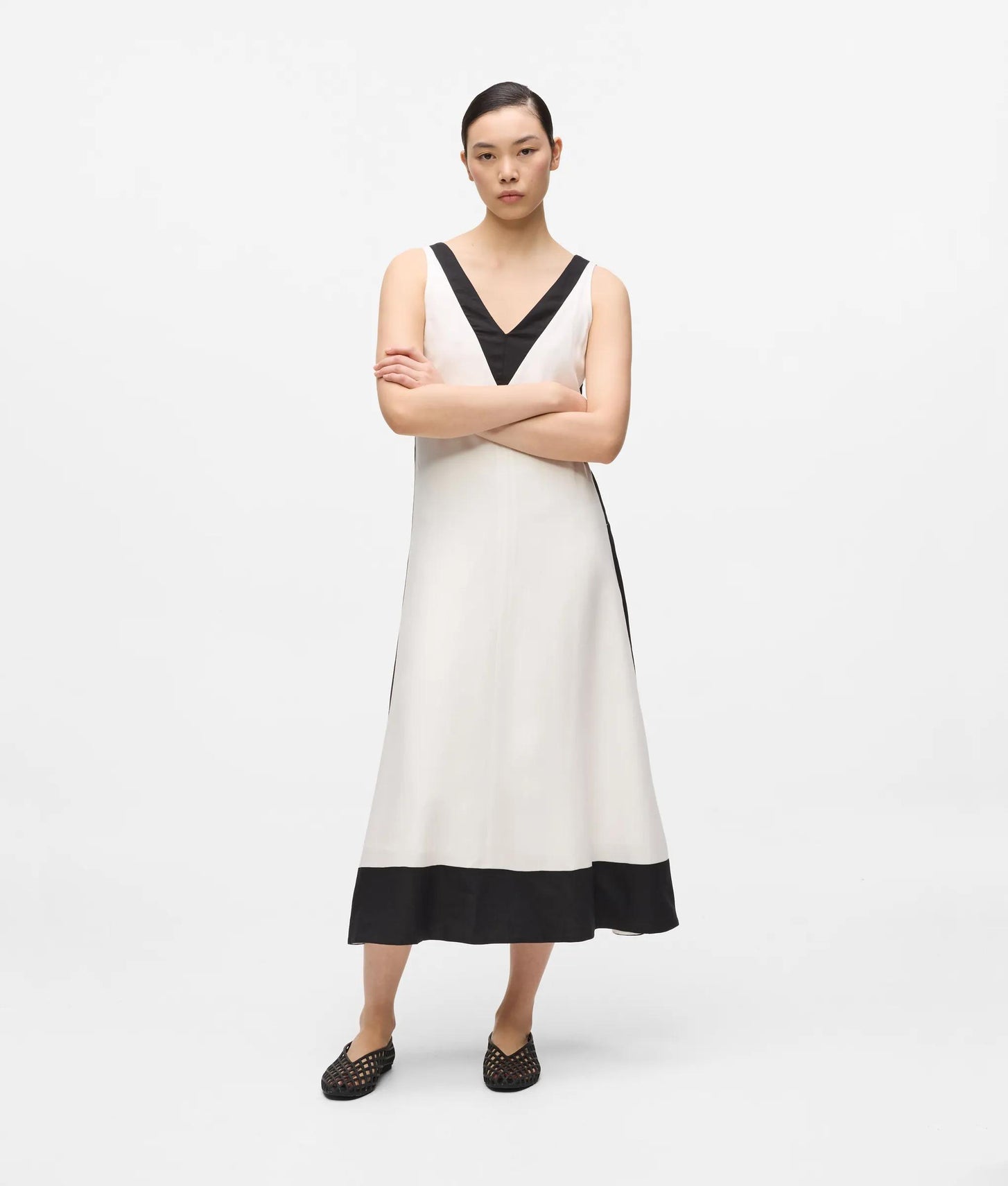 Karl Lagerfeld Monochrome Linen Blend Dress Pristine