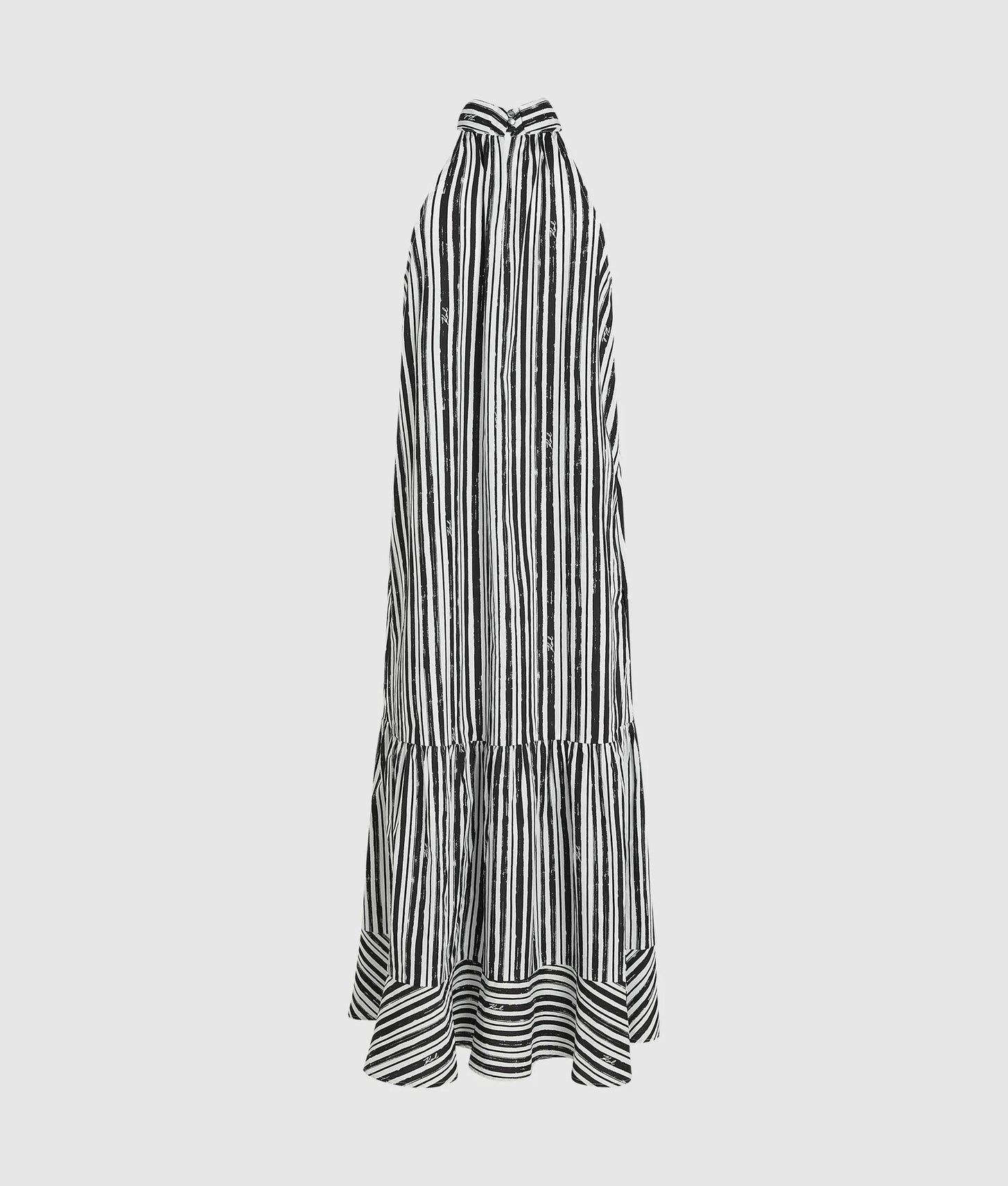 Karl Lagerfeld Striped Halterneck Maxi Dress Black Stripes