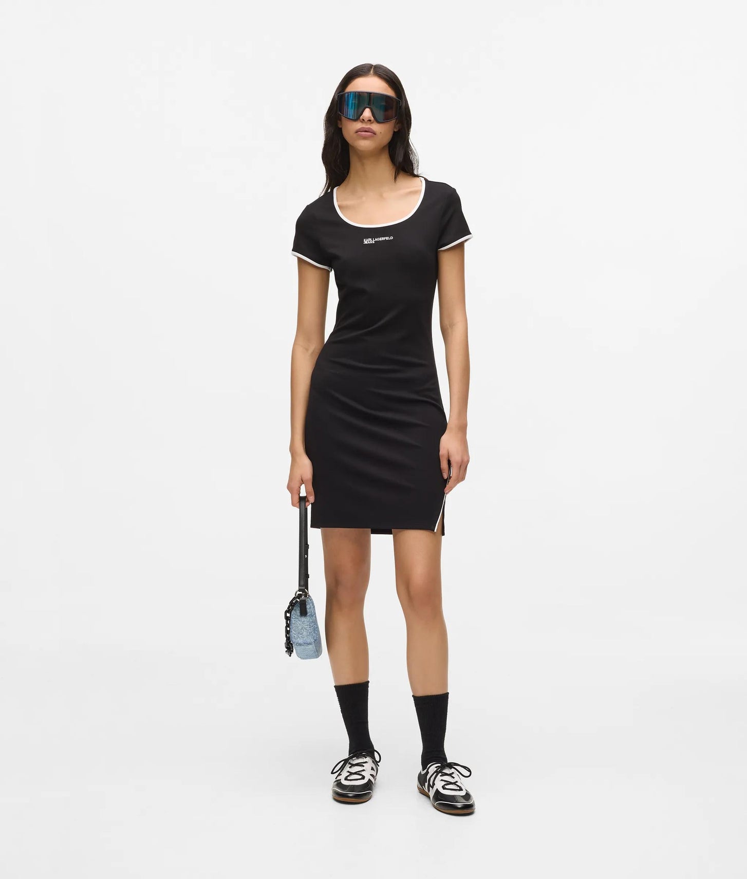 Karl Lagerfeld Short-Sleeved Fitted Dress Black
