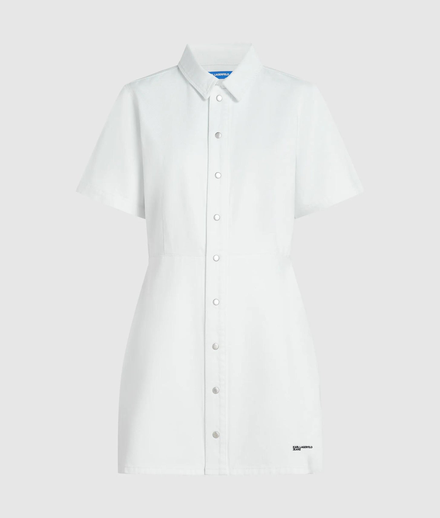 Karl Lagerfeld Short-Sleeved White Denim Dress White Denim