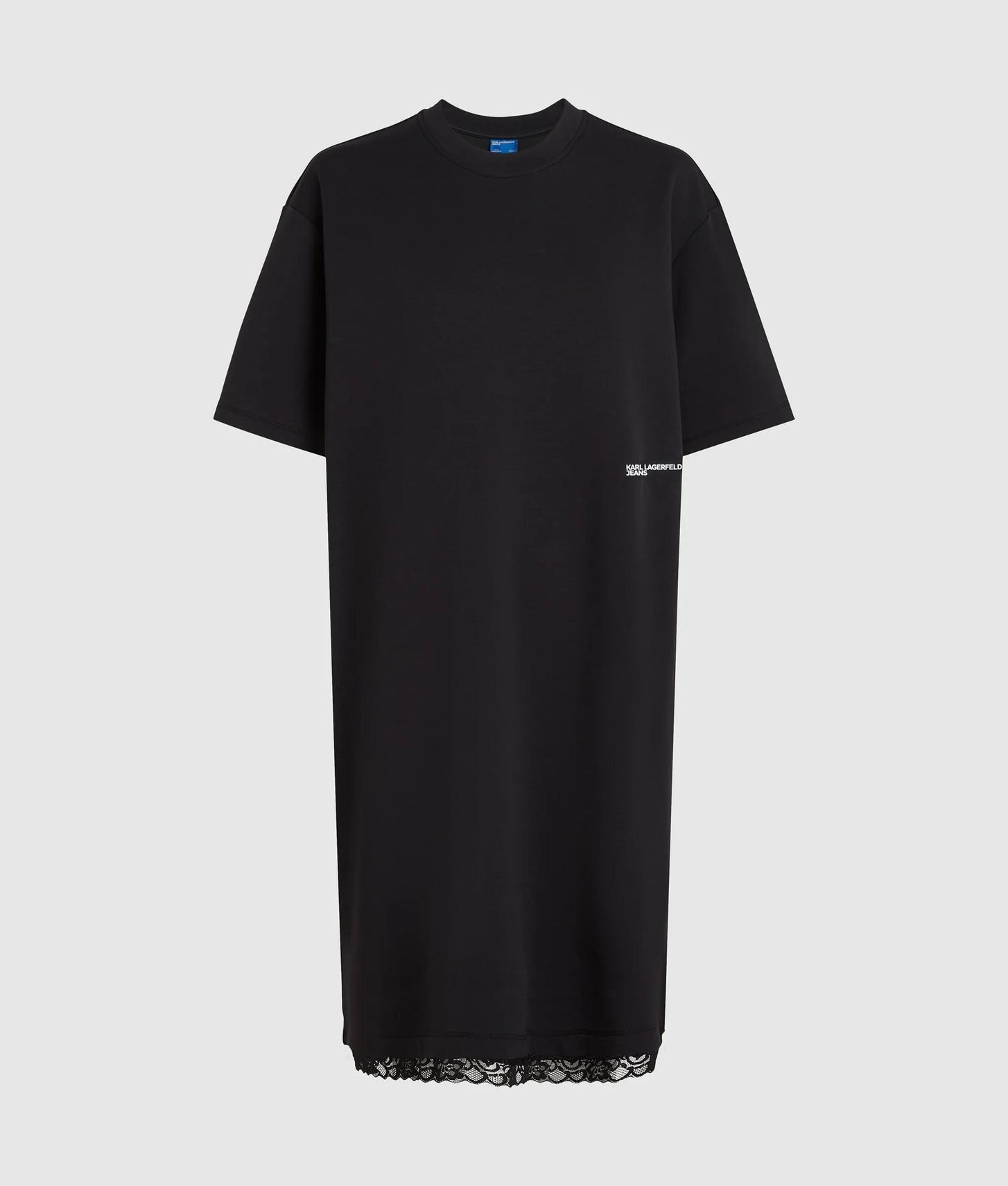 Karl Lagerfeld Lace Hem Relaxed T-Shirt Dress Black