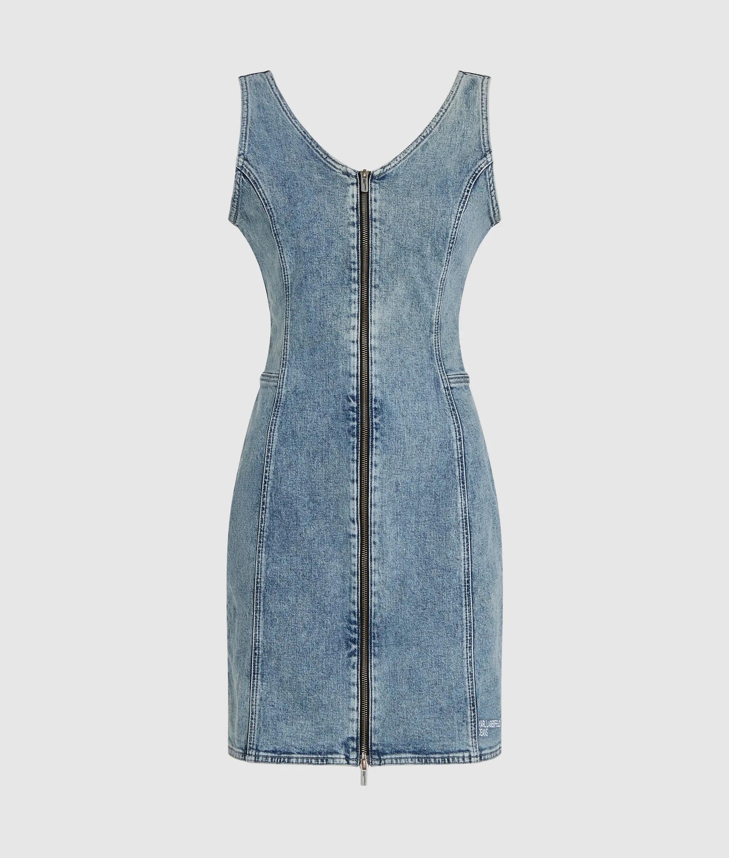 Karl Lagerfeld V-Neck Denim Dress Vintage Light Blue