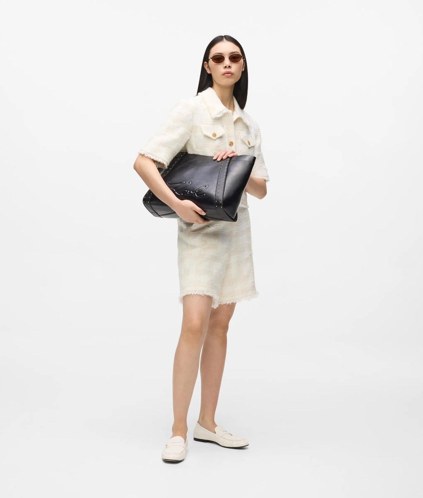Karl Lagerfeld Short-Sleeved Bouclé Blazer Pristine