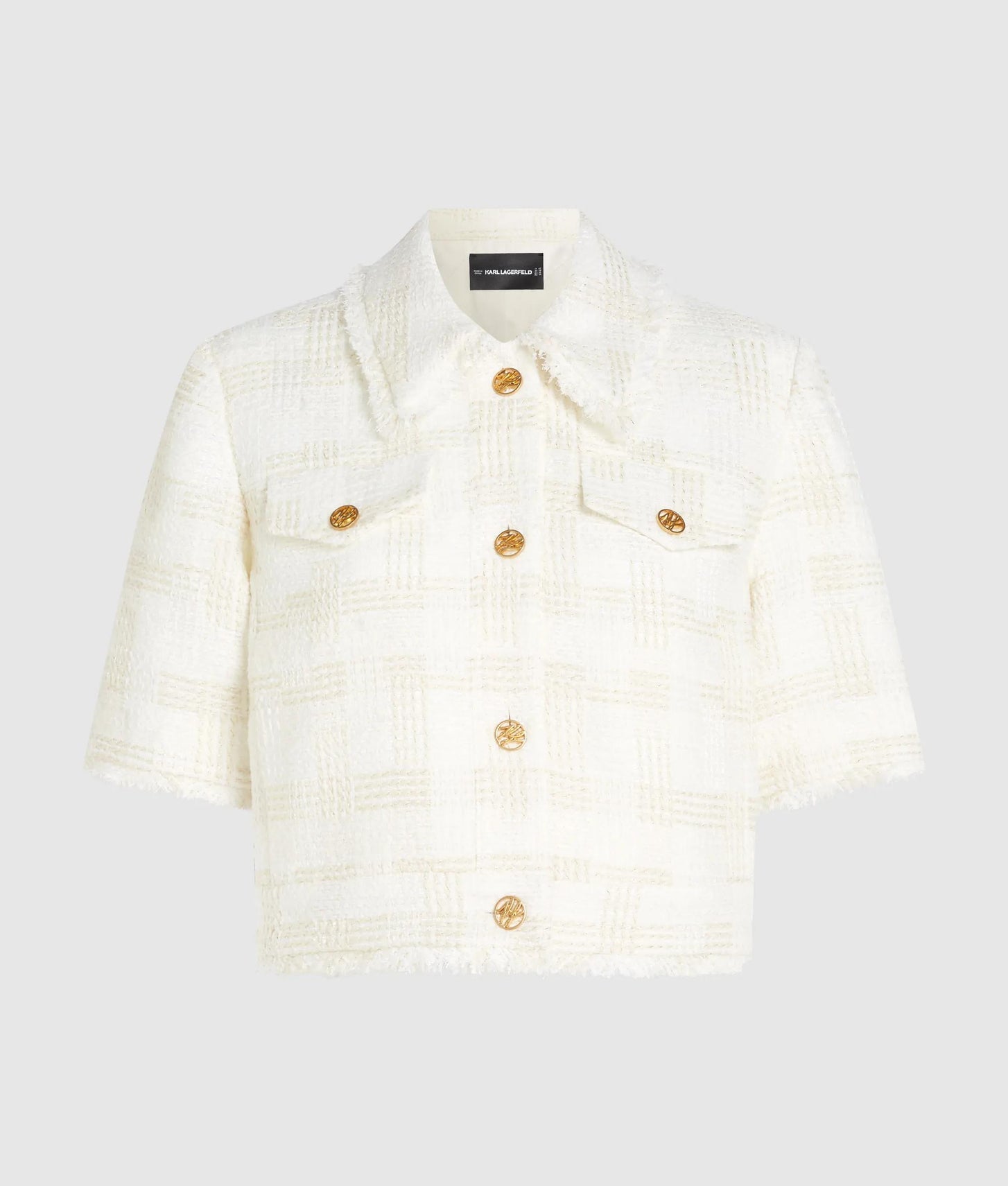 Karl Lagerfeld Short-Sleeved Bouclé Blazer Pristine