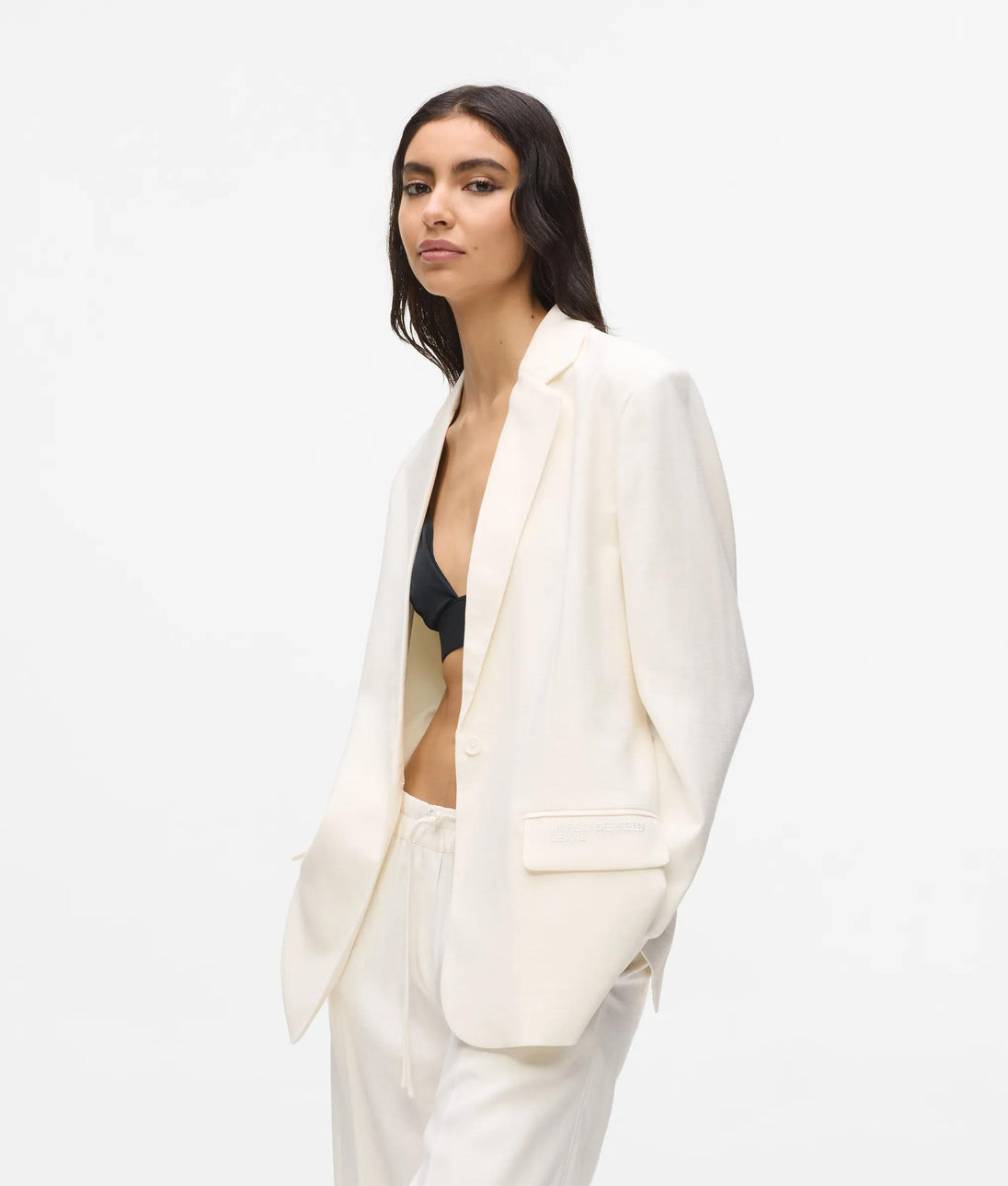 Karl Lagerfeld Linen Blend Bermuda Shorts Off White