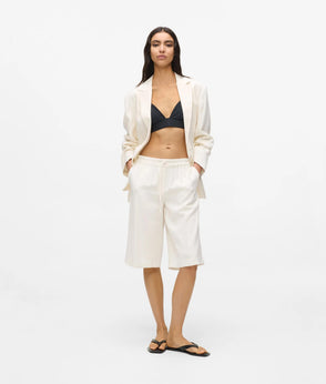 Karl Lagerfeld Linen Blend Bermuda Shorts Off White