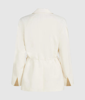 Karl Lagerfeld Linen Blend Bermuda Shorts Off White
