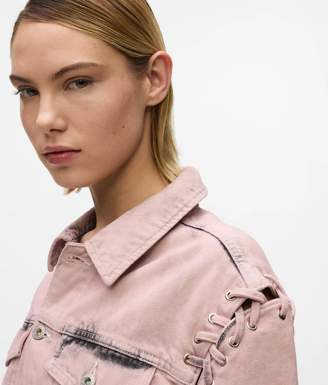 Karl Lagerfeld Inked High-Rise Denim Shorts Fairytale