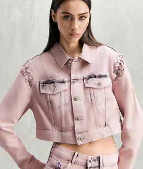 Karl Lagerfeld Inked High-Rise Denim Shorts Fairytale