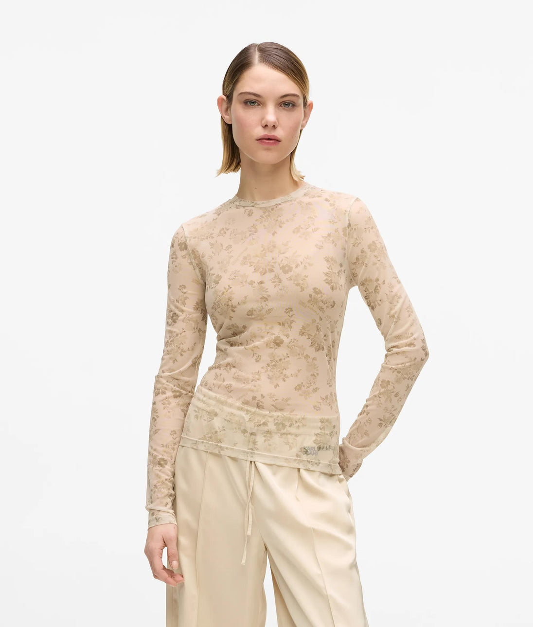 Karl Lagerfeld Wide-Leg Satin Pants Champagne