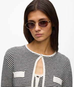 Karl Lagerfeld Ikon Striped Knit Shorts Small Stripe Black-White