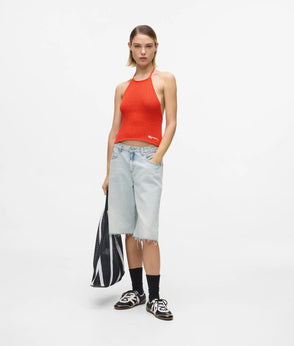 Karl Lagerfeld Relaxed Longline Denim Shorts Sun Light Blue