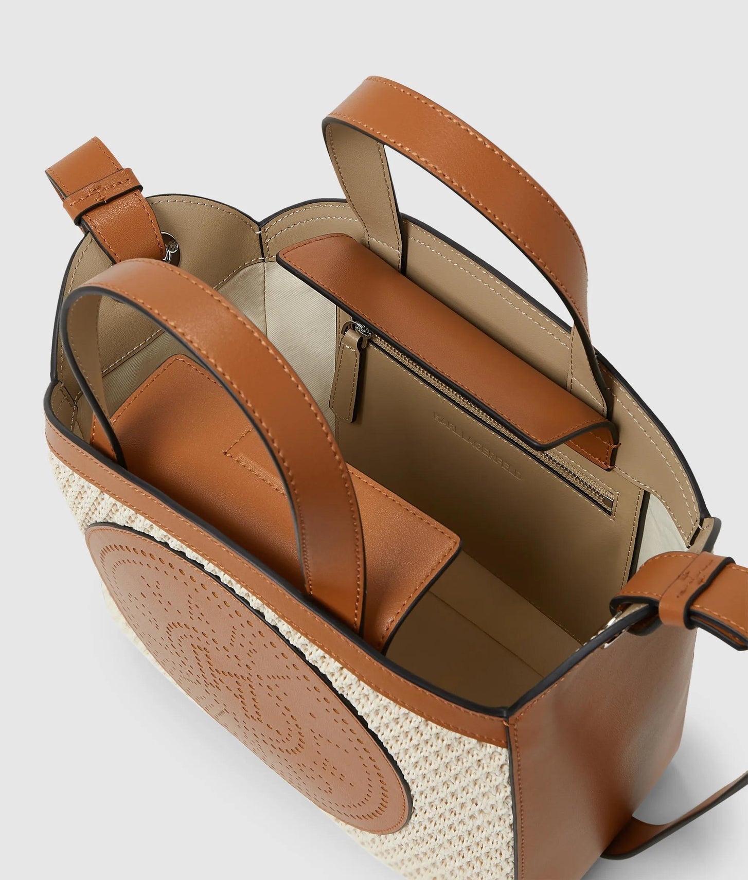 KarlLagerfeld Kcircle Small Mesh Tote Bag Natural-Tan