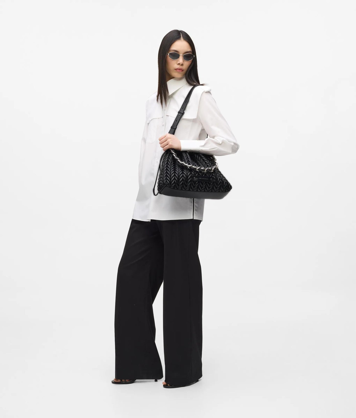 KarlLagerfeld Kweave Chain Shoulder Bag Black-Nickel