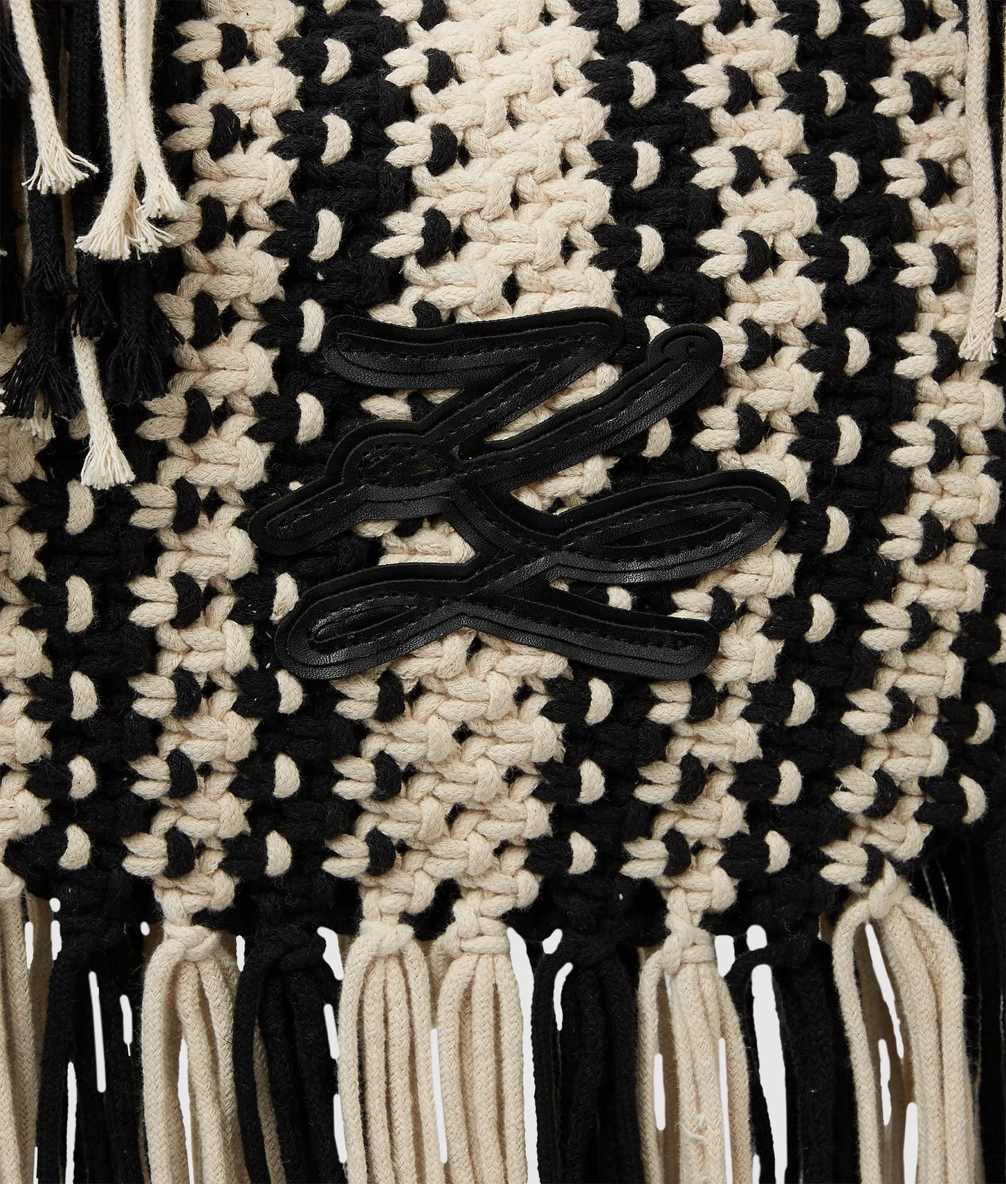 KarlLagerfeld Kautograph Fringe Shoulder Bag Black/White
