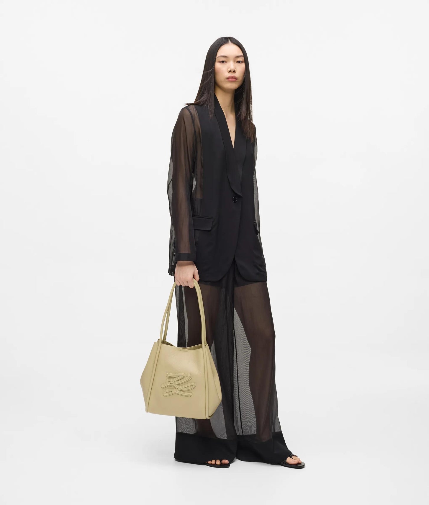 KarlLagerfeld Kautograph Patch Medium Tote Bag Safari