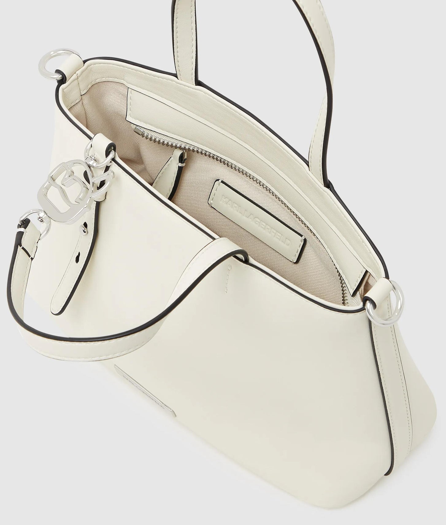 KarlLagerfeld Ikon Smooth Small Tote Bag Off White