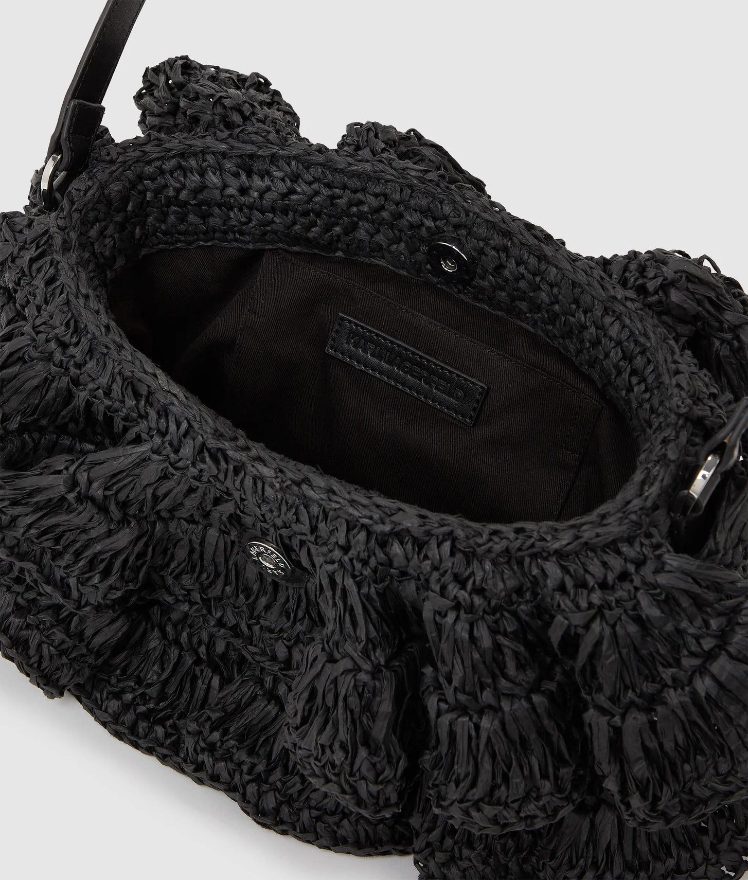 KarlLagerfeld Ksignature Ruffle Shoulder Bag Black