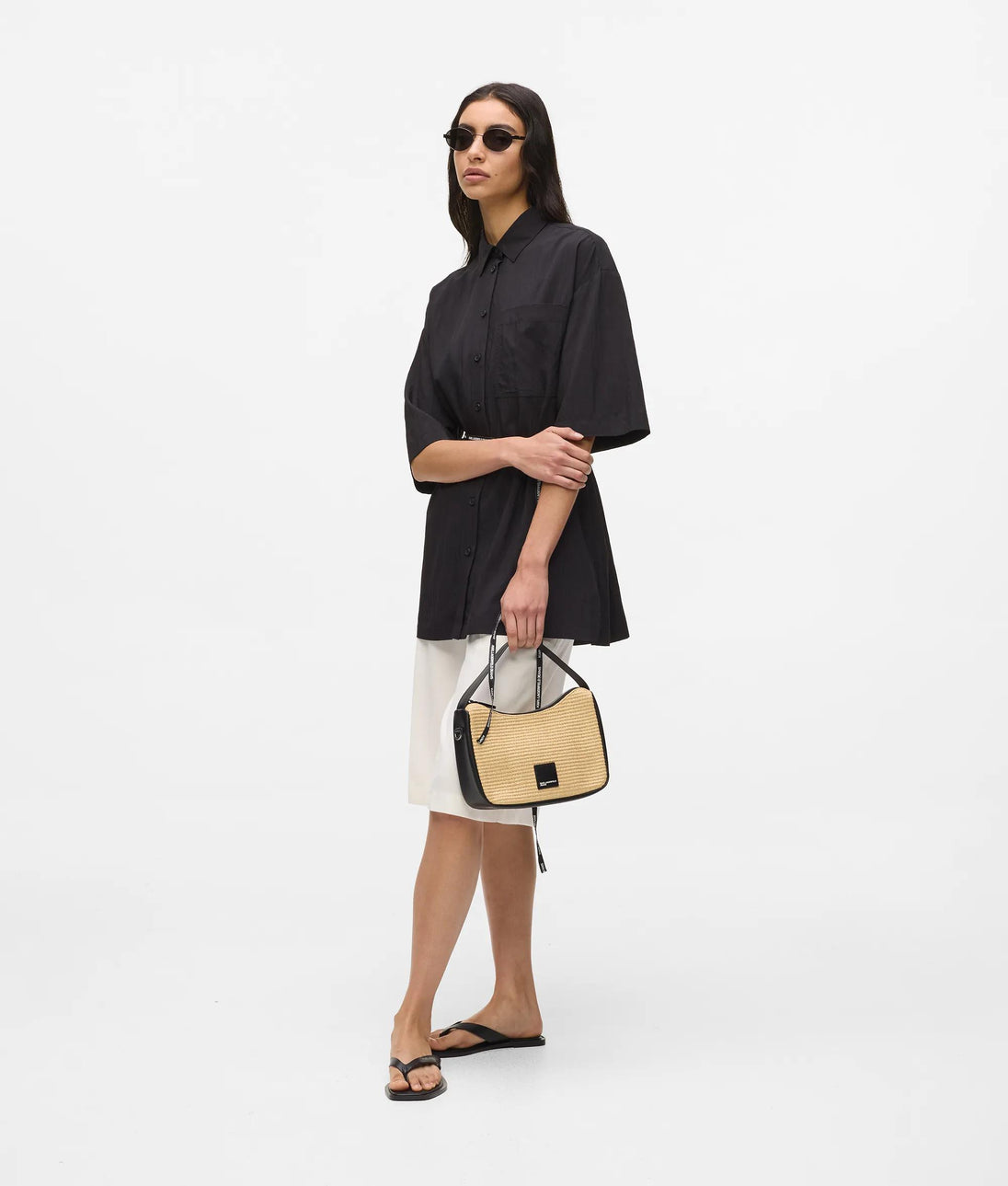 Karl Lagerfeld Short-Sleeved Tie Waist Shirt Black