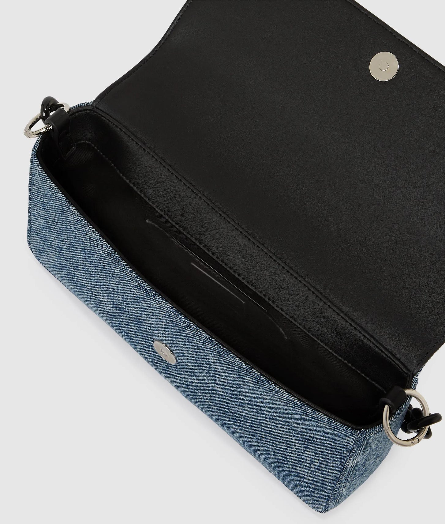 KarlLagerfeld Denim Chain Top Handle Bag Washed Medium Blue