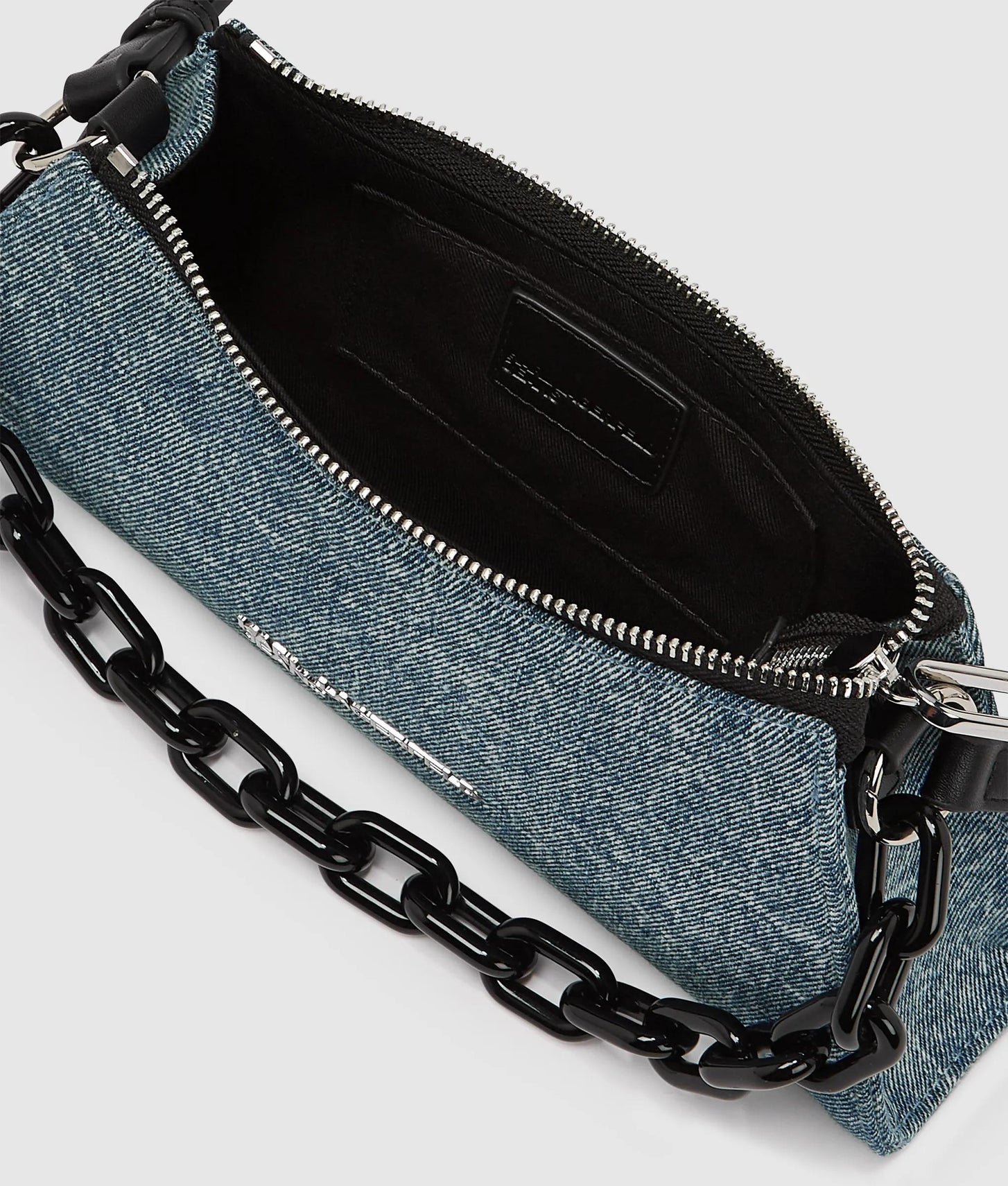 KarlLagerfeld Denim Chain Shoulder Bag Washed Medium Blue