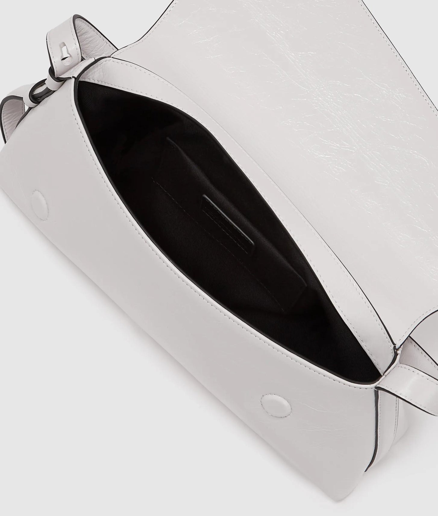 KarlLagerfeld Geo High-Shine Flap Bag Off White