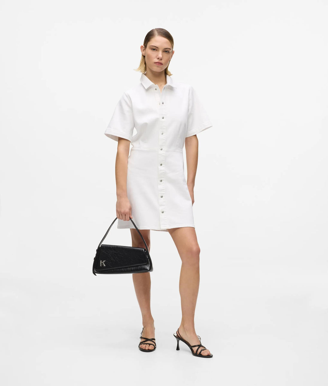 Karl Lagerfeld Short-Sleeved Tie Waist Shirt White