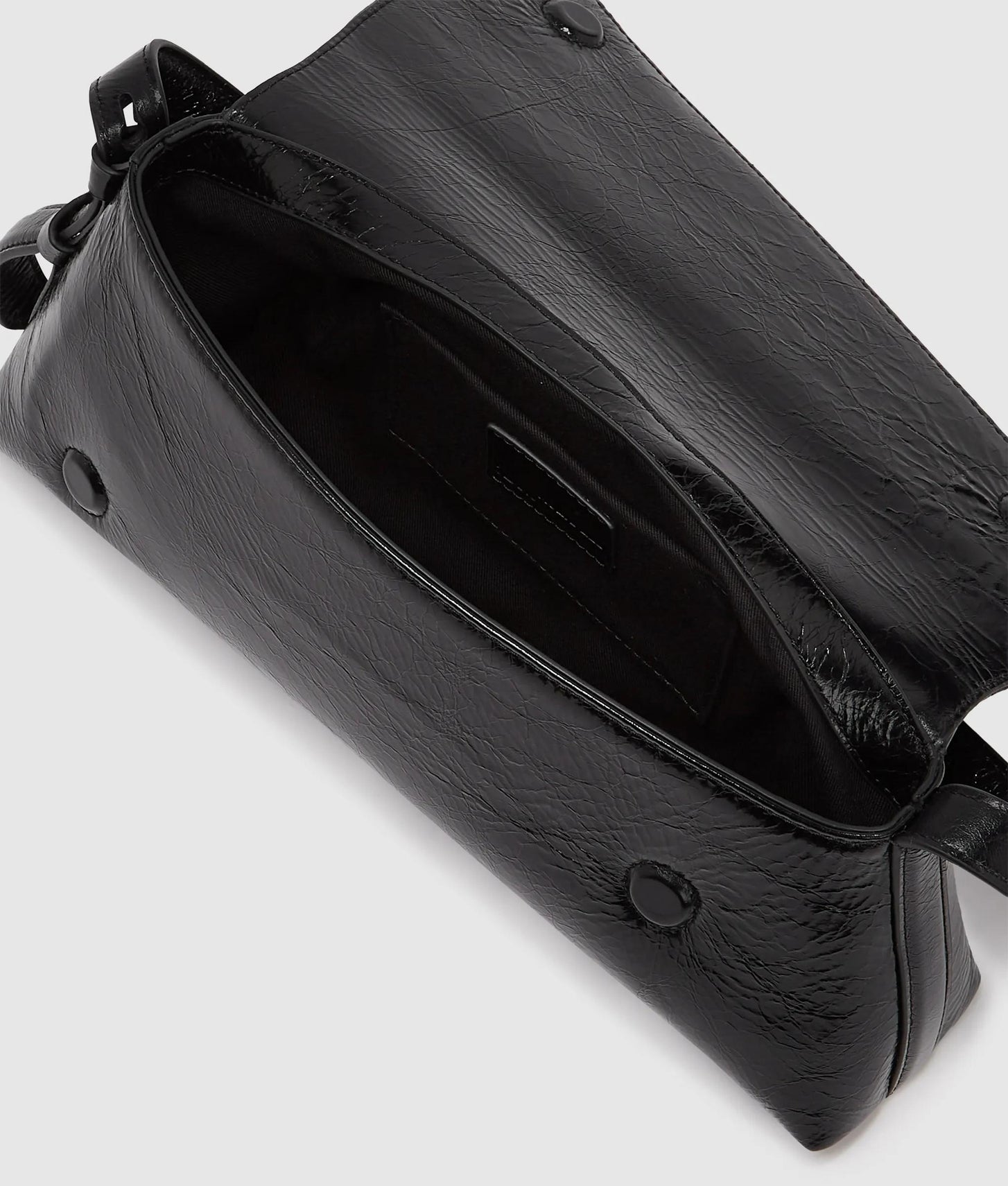 KarlLagerfeld Geo High-Shine Flap Bag Black