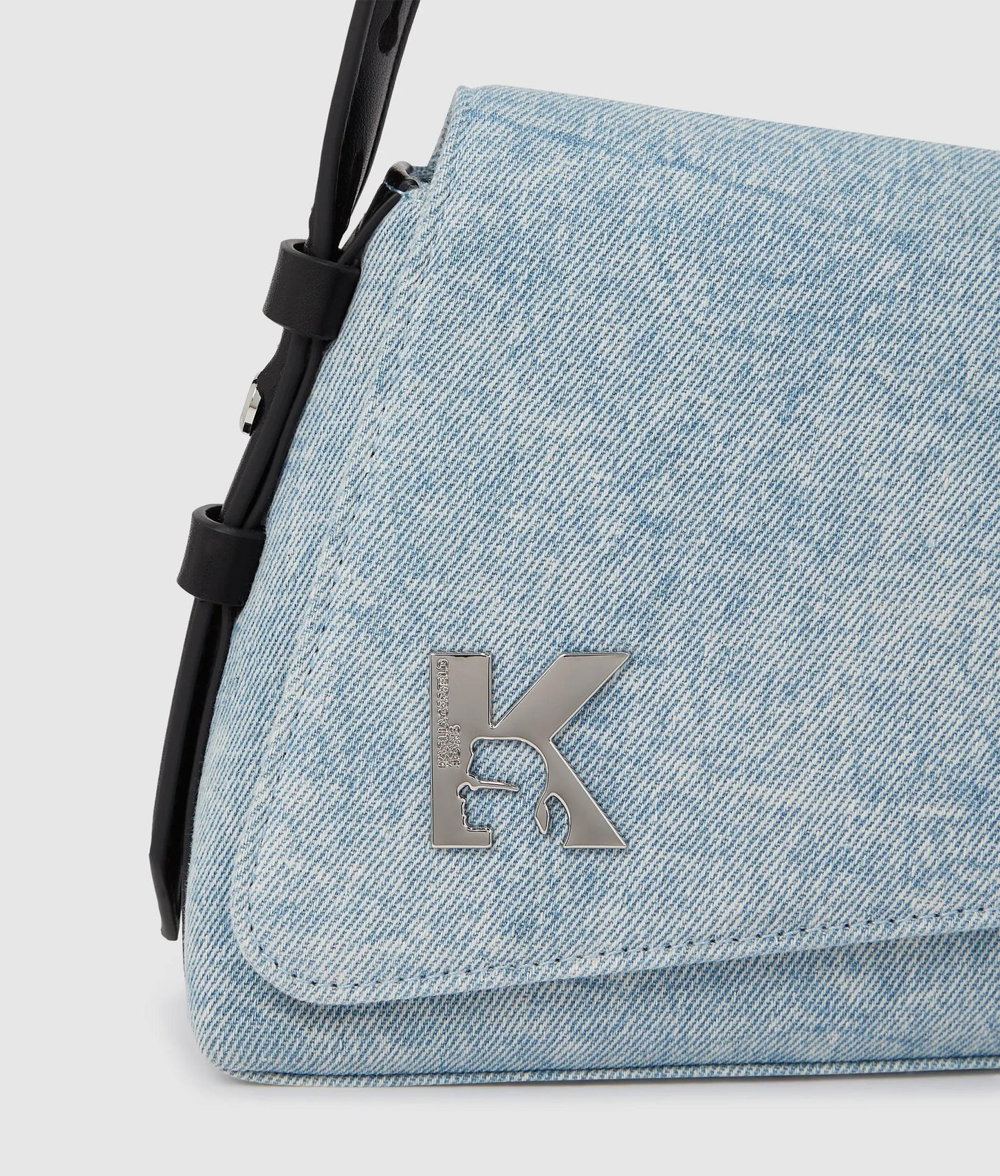 KarlLagerfeld Geo Denim Flap Bag Acid Light Blue