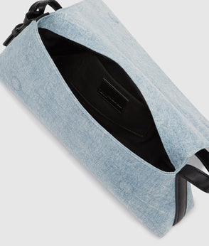 Karl Lagerfeld Short-Sleeved Tie Front Denim Shirt Washed Mid Blue