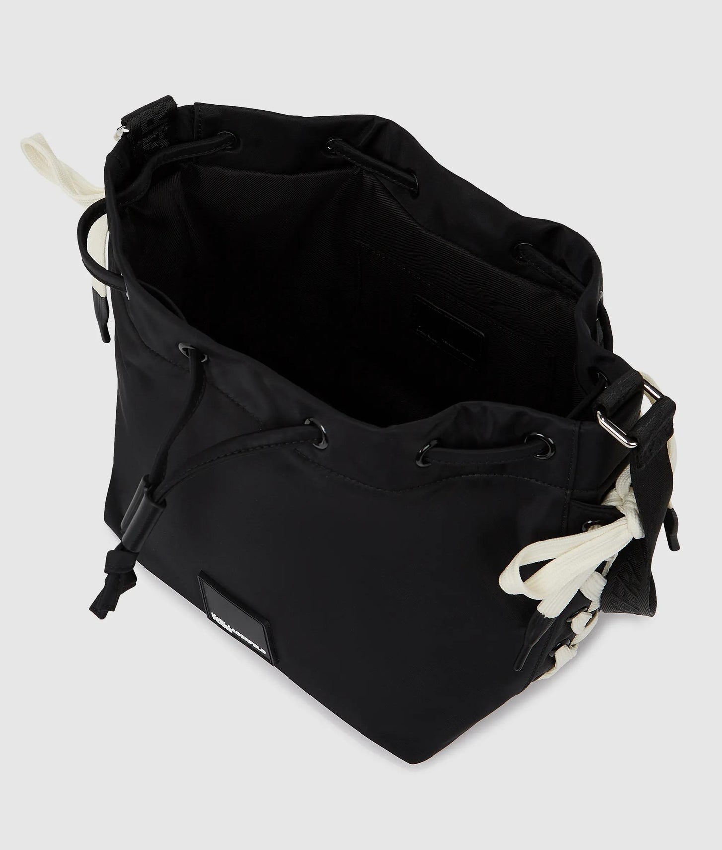 KarlLagerfeld Nylon Lace-Up Bucket Bag Black