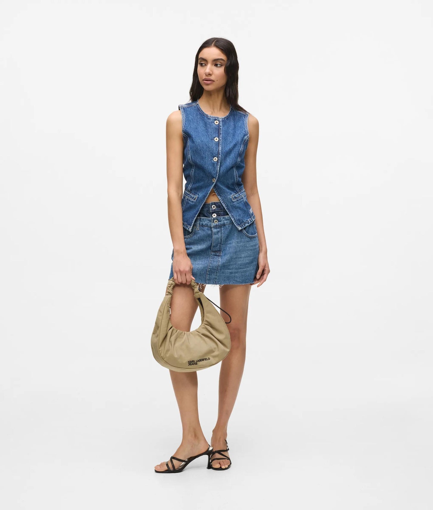 KarlLagerfeld Gathered Hobo Bag Travertine