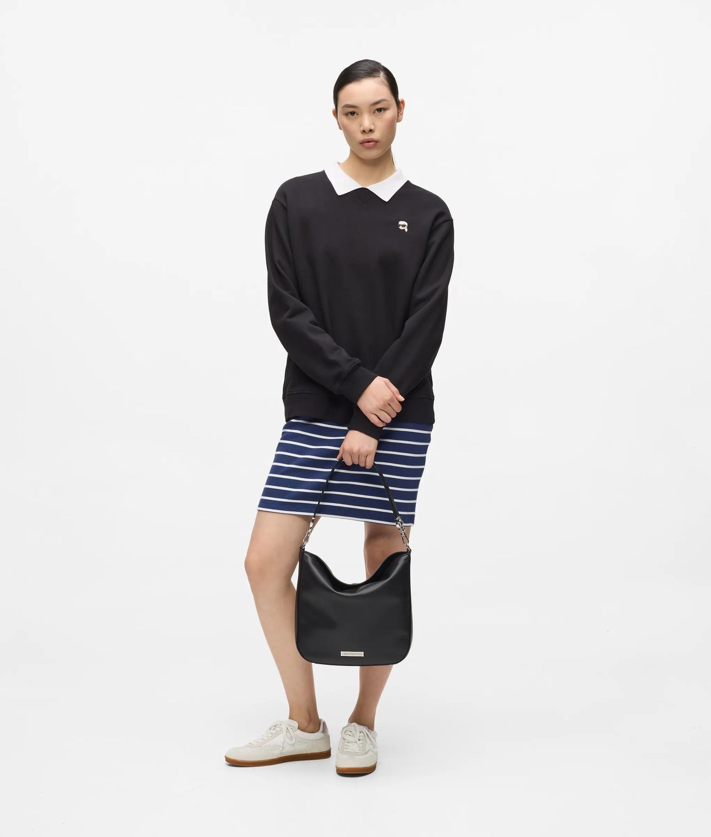 KarlLagerfeld Ikon Smooth Hobo Bag Black
