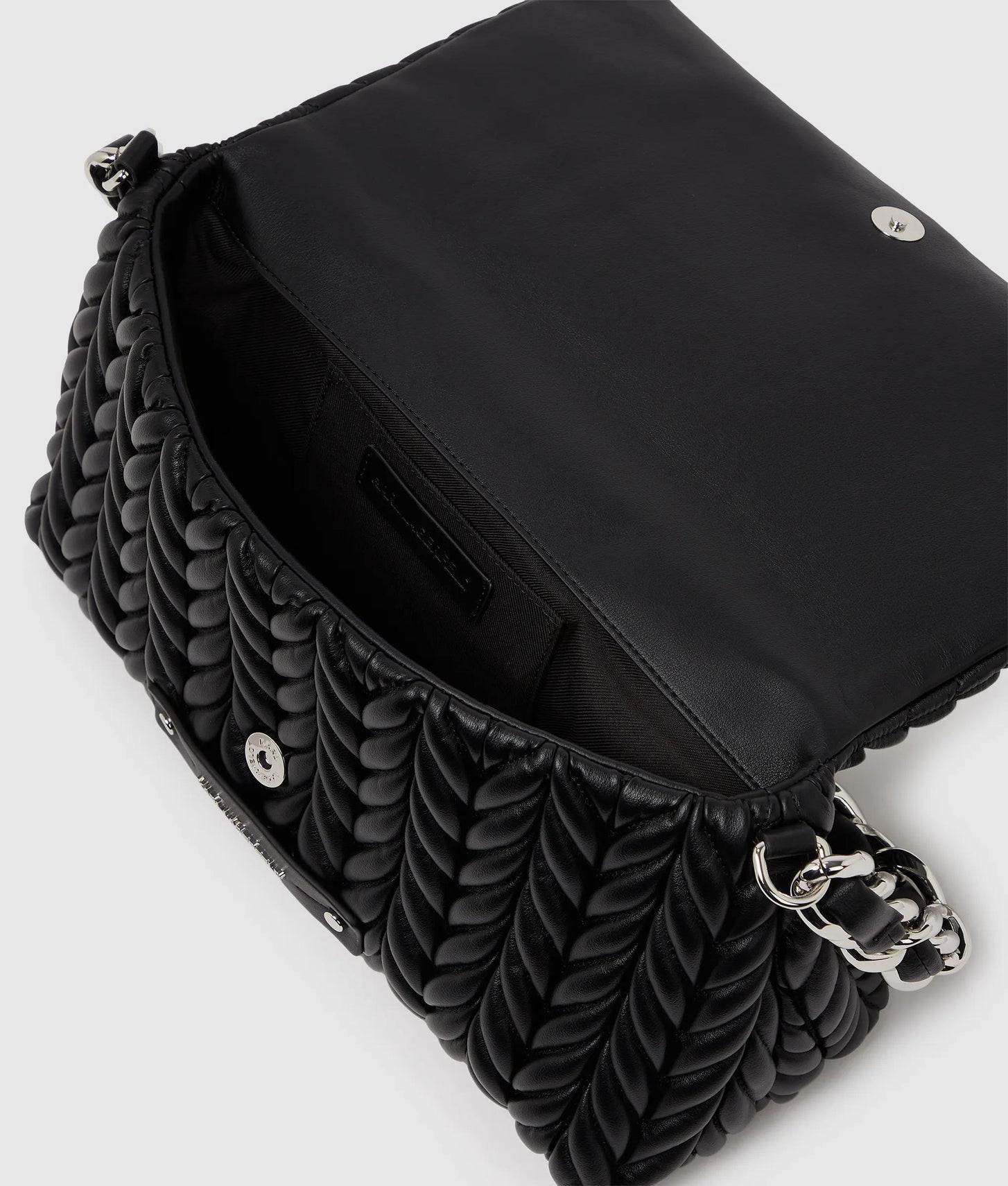 KarlLagerfeld Kweave Flap Shoulder Bag Black-Nickel