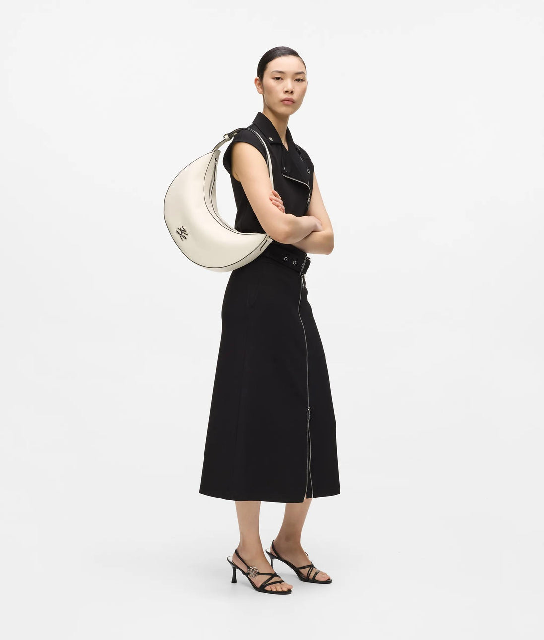 Karl Lagerfeld Jersey Biker Maxi Skirt Black