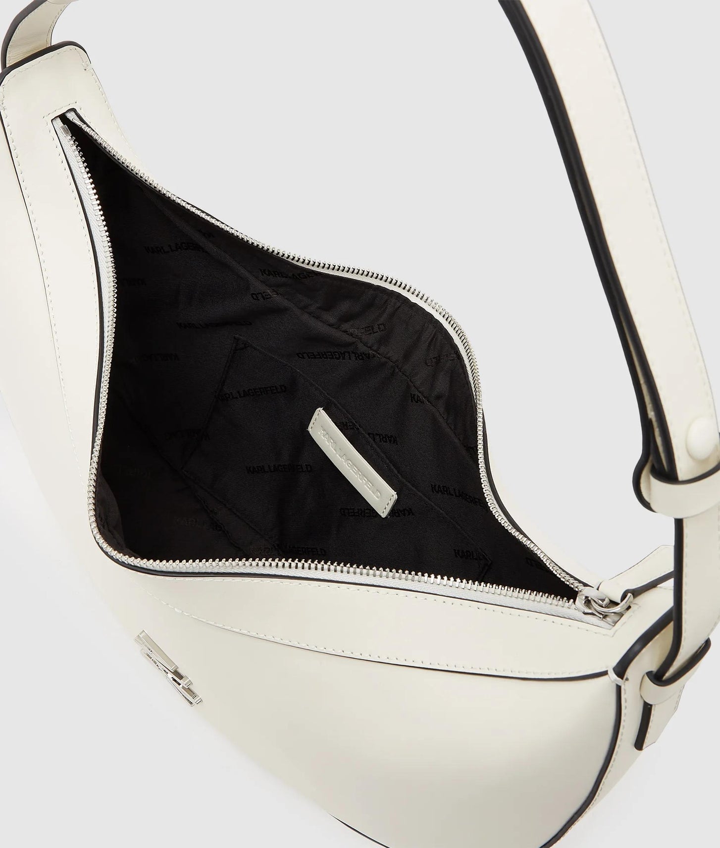 KarlLagerfeld Kautograph Oversized Moon Bag Off White