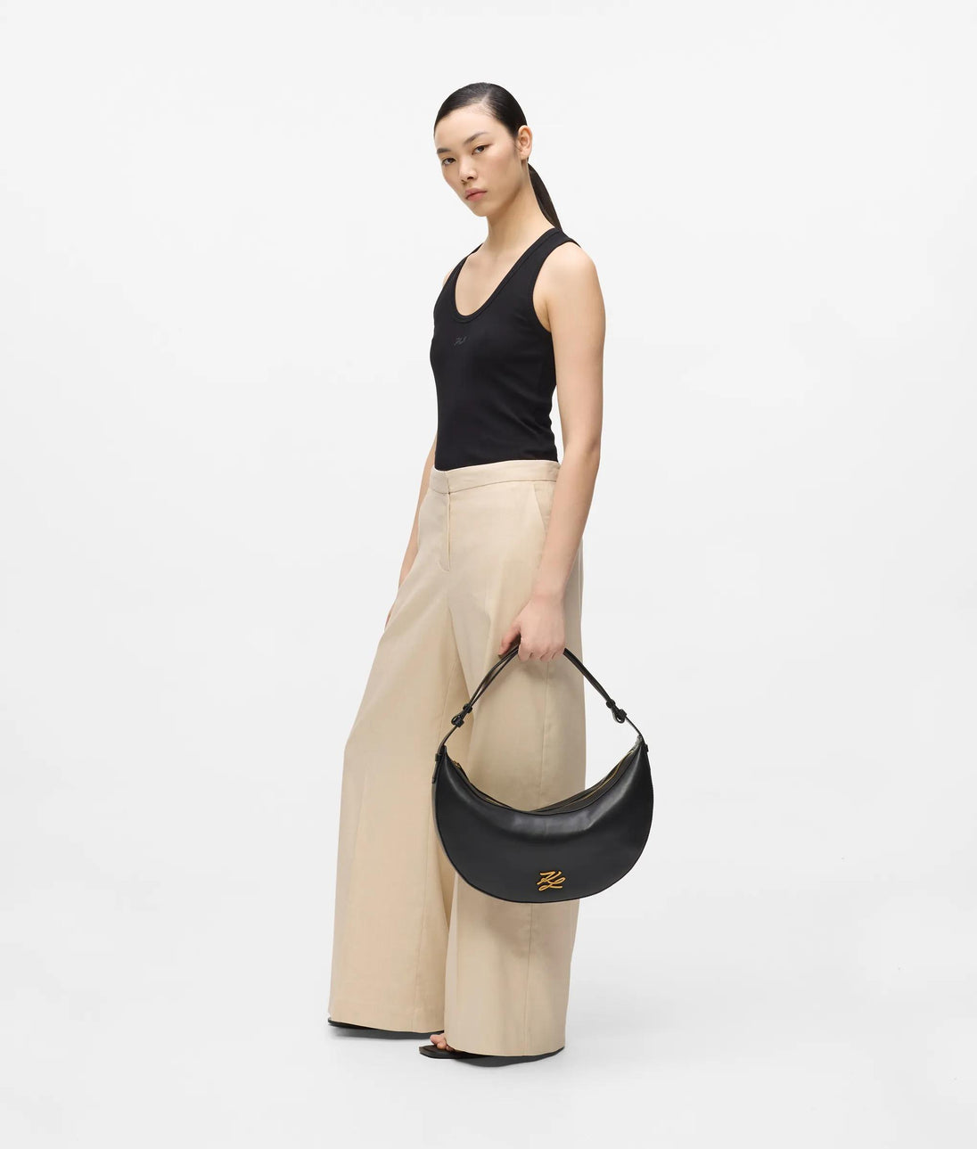 Karl Lagerfeld Wide Leg Linen Blend Pants Safari