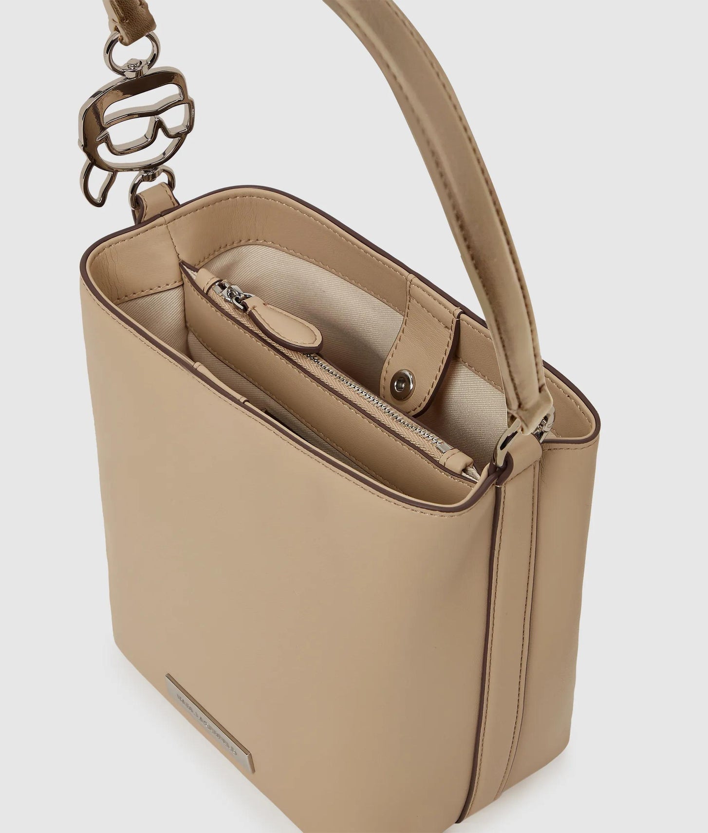 KarlLagerfeld Ikon Smooth Bucket Bag Safari