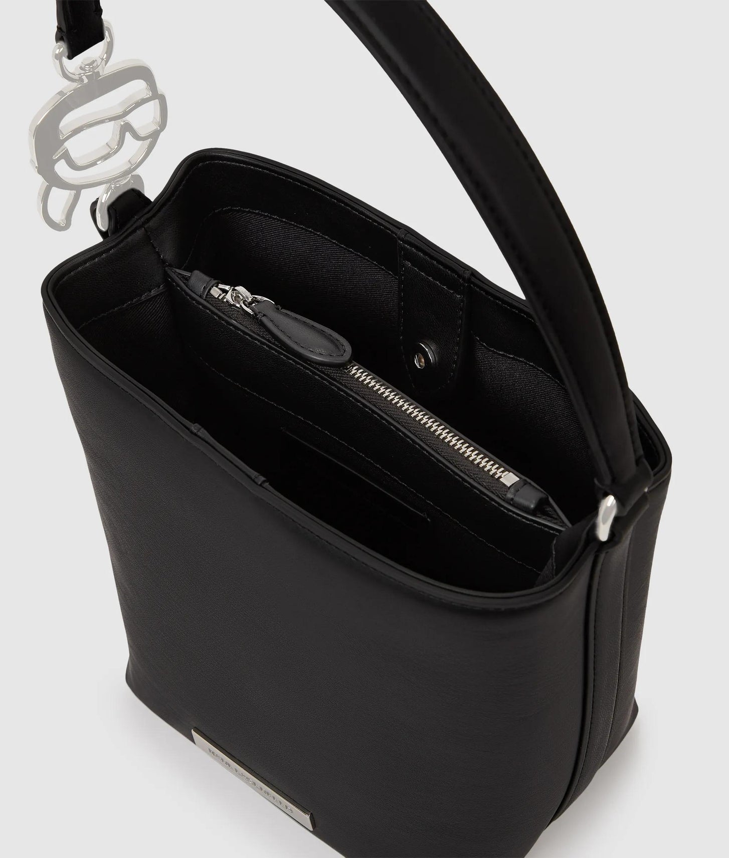 KarlLagerfeld Ikon Smooth Bucket Bag Black