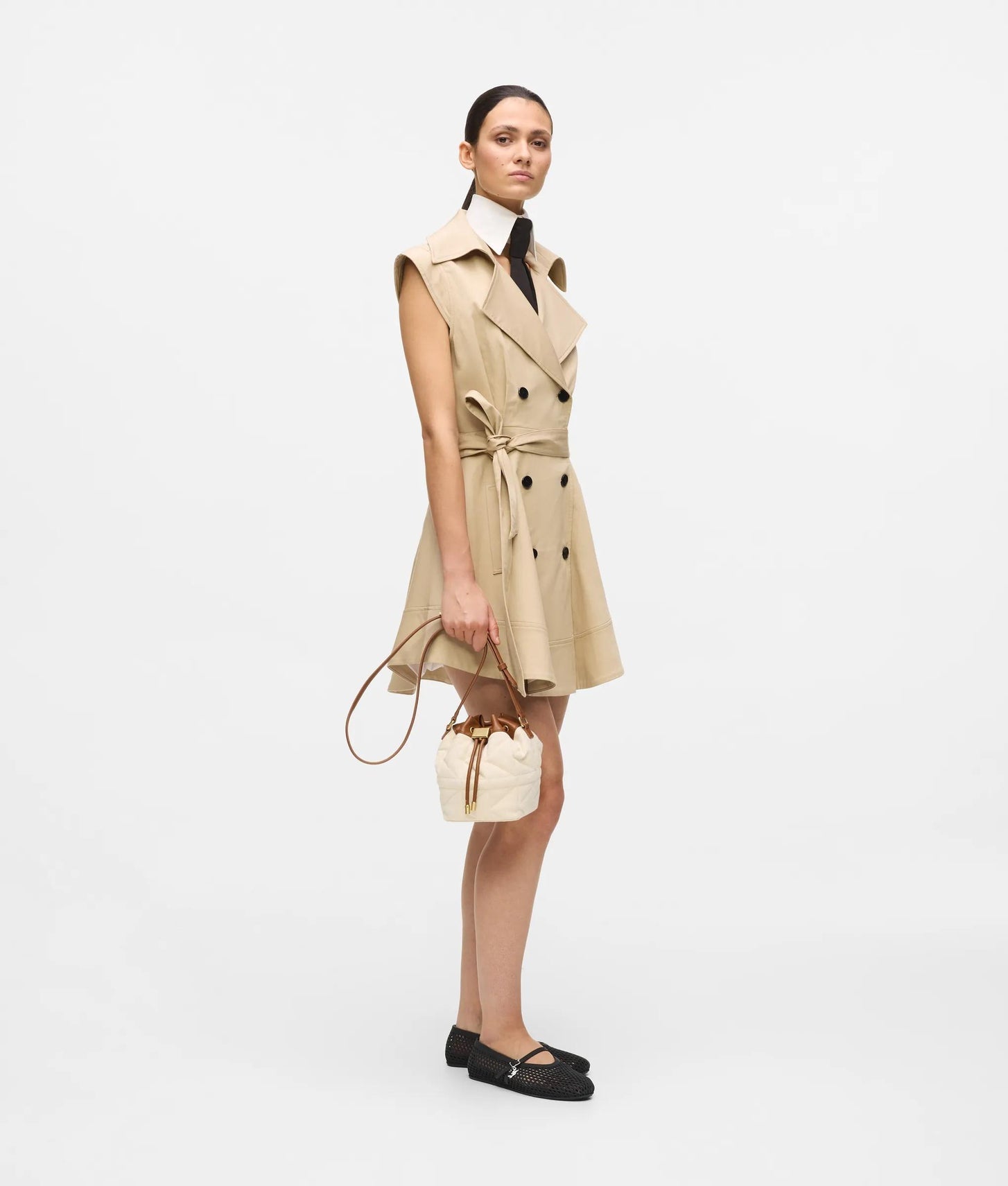 KarlLagerfeld Kl X Amber Valletta Kuilt Canvas Bucket Bag Natural